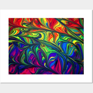 Blue green and red abstract illustration Posters and Art